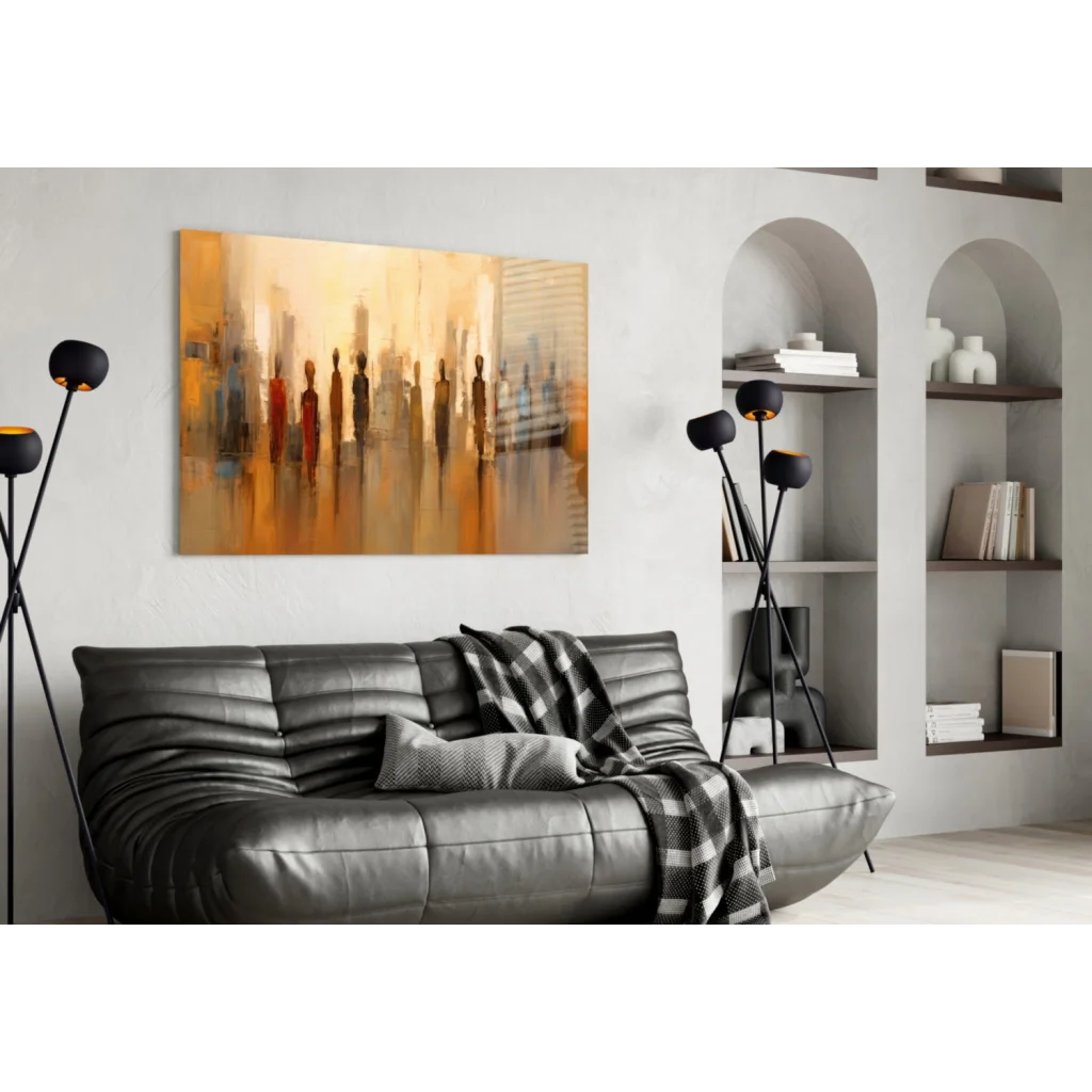 Amber Silhouette Canvas Wall Art With Warm Abstract Figures | Contemporary Home Wall Art | vintageantiquesgifts.com