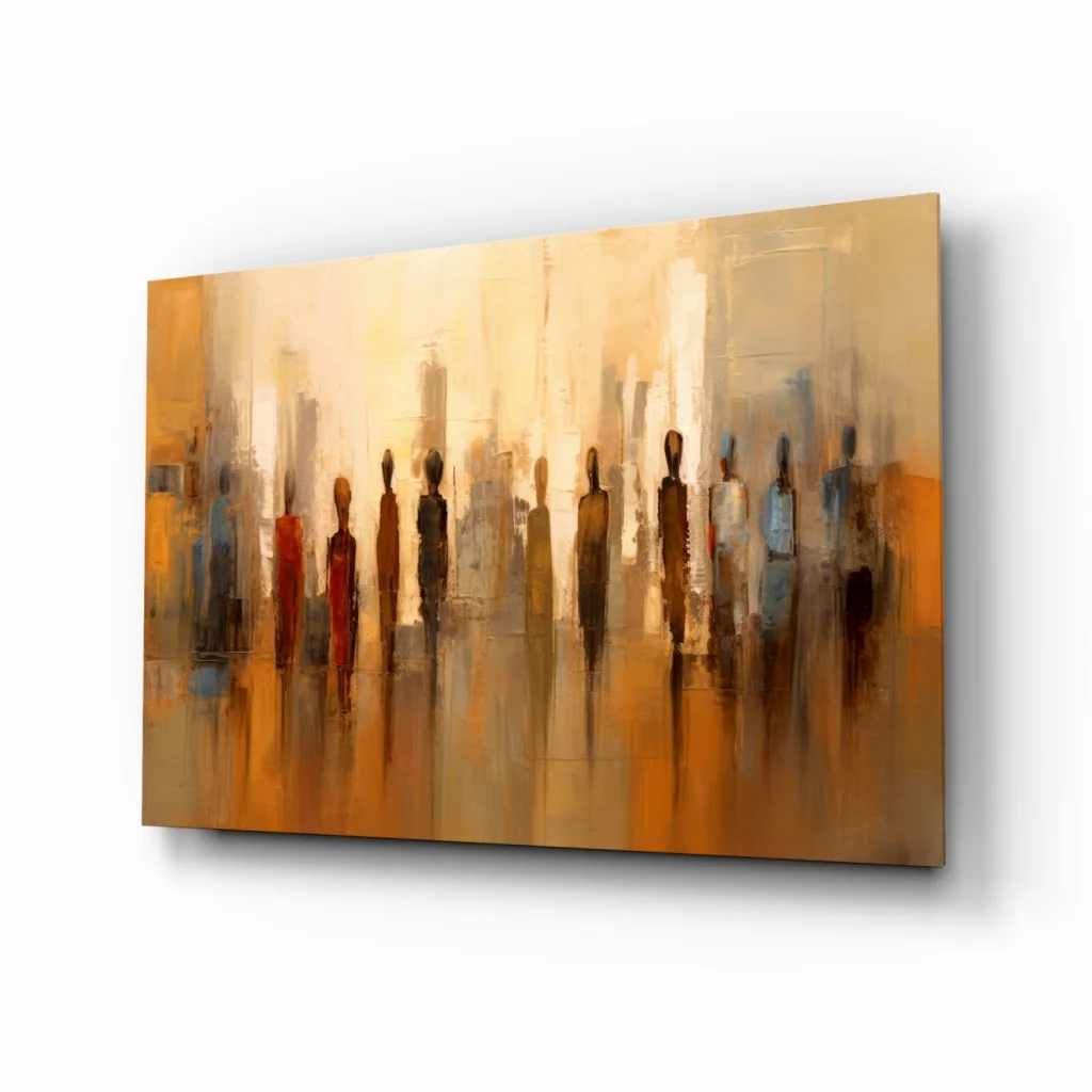 Amber Silhouette Canvas Wall Art With Warm Abstract Figures | Insigneart USA | vintageantiquesgifts.com