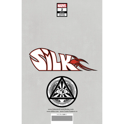SILK comic book with white and red logo and black white emblem featuring female superheroes