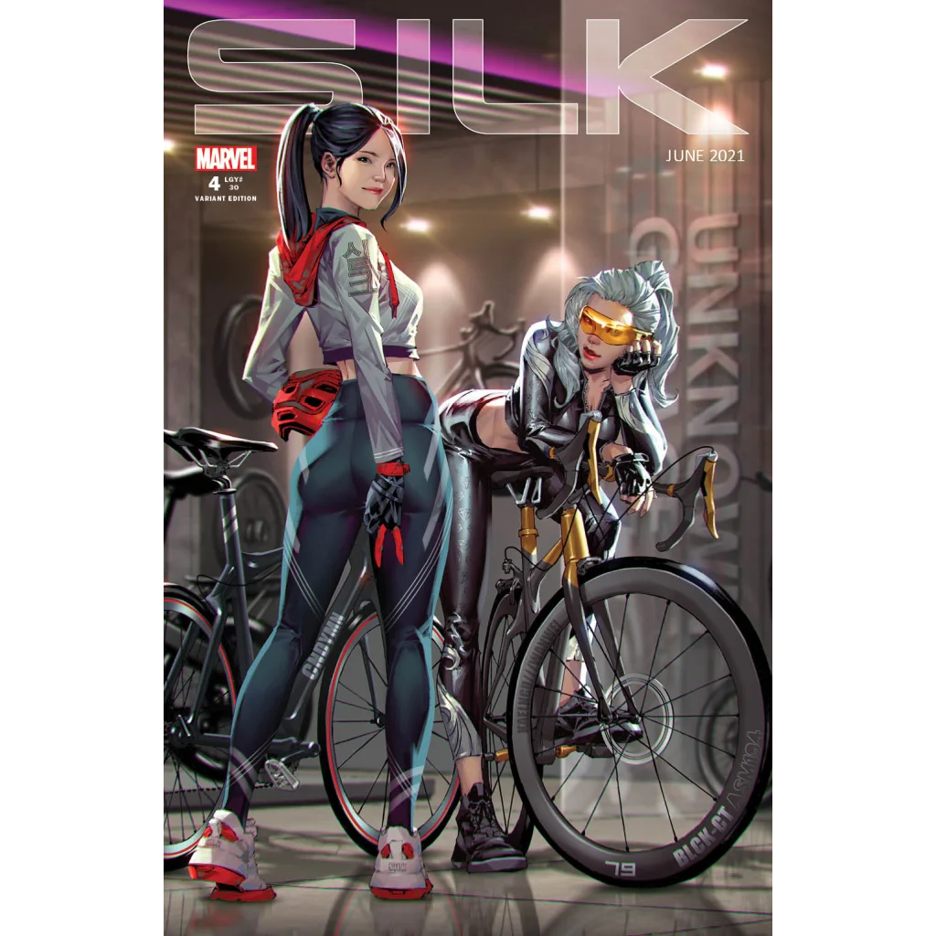 Marvel comics cover featuring two women with bikes from Kael Ngu exclusive Unknown Comics