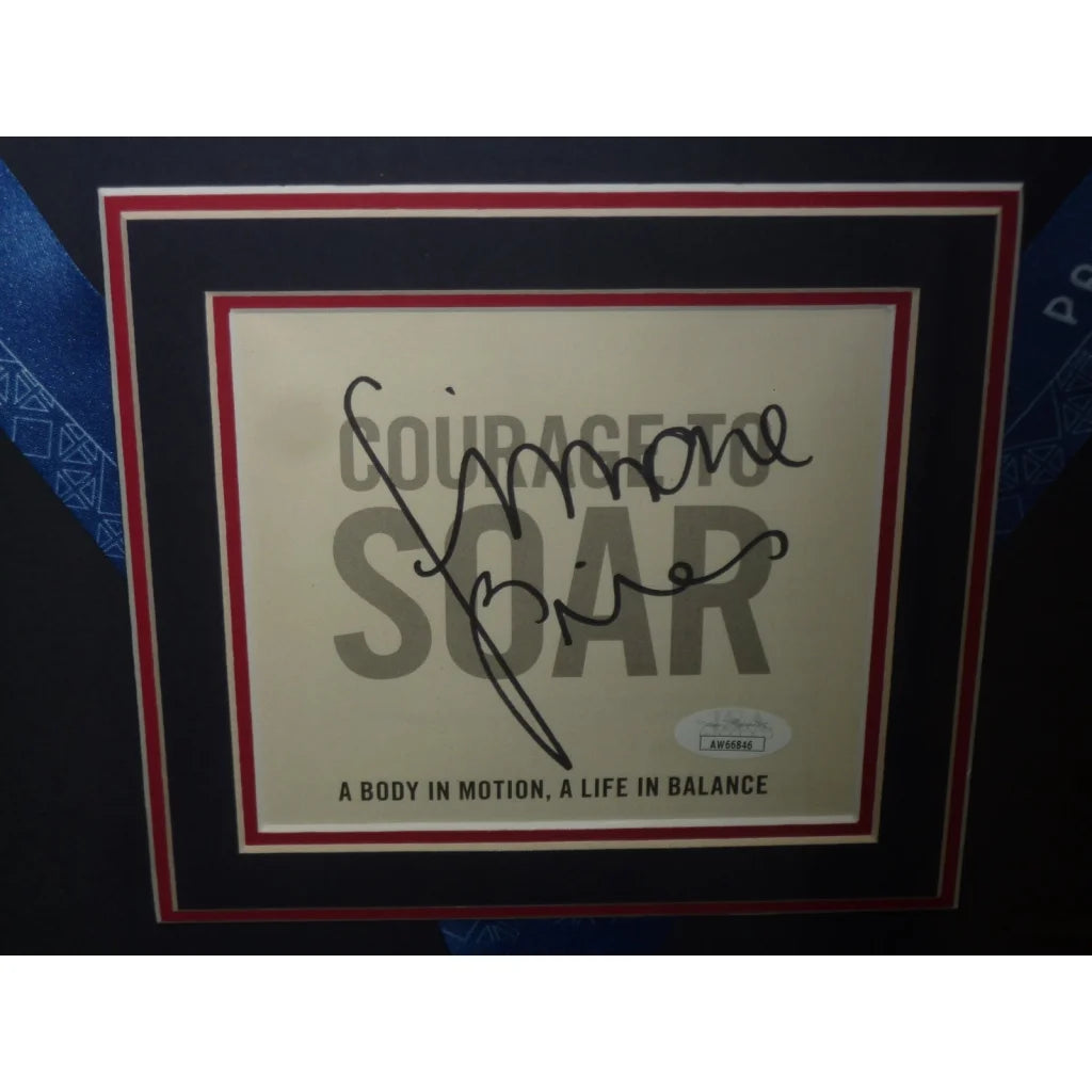 Simone Biles autograph deluxe framed poster with Courage to Soar signature