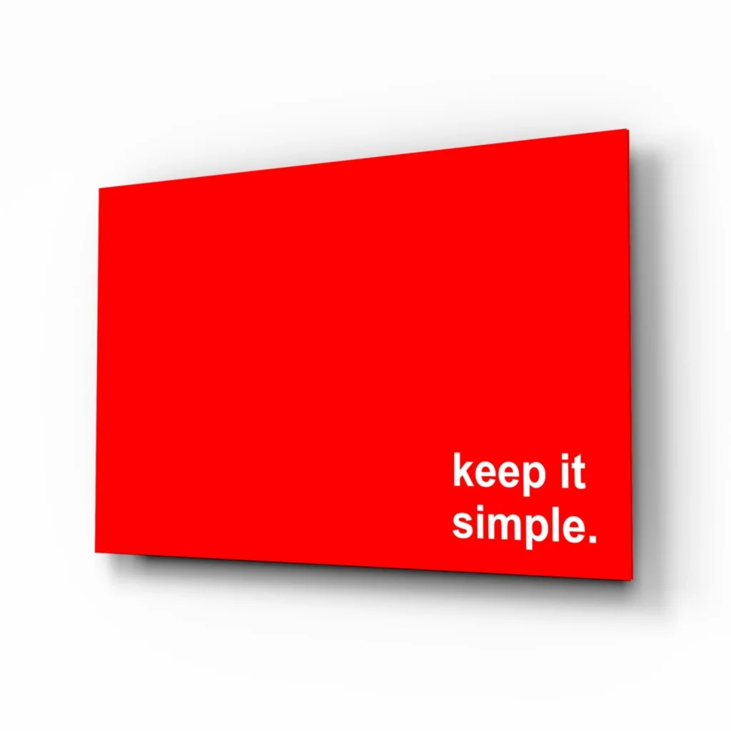 Bold red keep it simple glass wall art canvas print