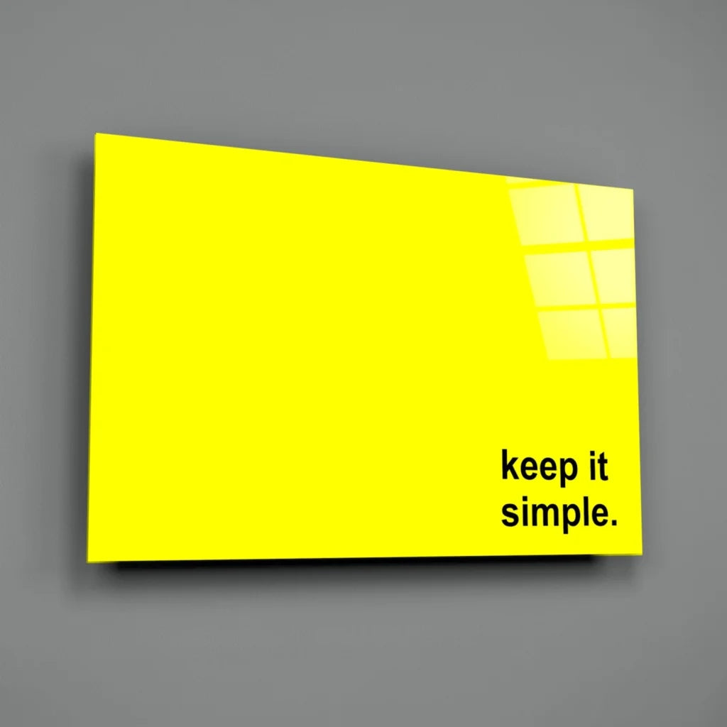 Keep It Simple Yellow Canvas Wall Art Print | Glass Wall Art Print | vintageantiquesgifts.com