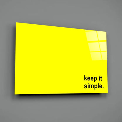Keep It Simple Yellow Canvas Wall Art Print | Glass Wall Art Print | vintageantiquesgifts.com