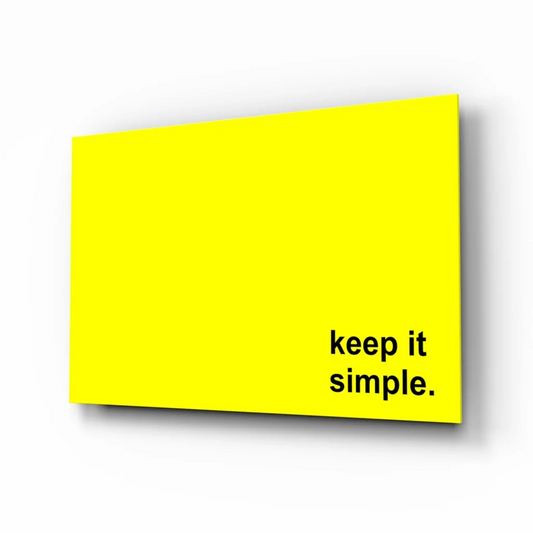 Keep It Simple Yellow Canvas Wall Art Print | Insigneart USA | vintageantiquesgifts.com