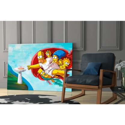 Vibrant Simpsons Divine Donut glass wall art canvas print