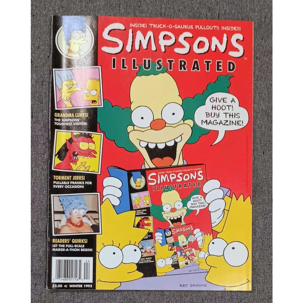 Vintage 1992 Simpsons Illustrated Magazine with Homer Clown Cover