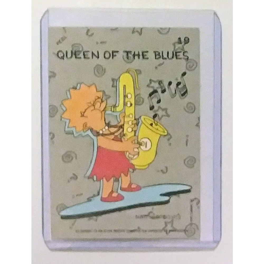 Simpsons trading card Queen of Blues sticker with gold black key sax magnet