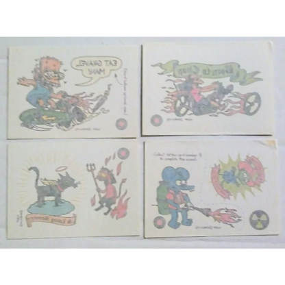 Fun Simpsons trading card 4-panel comic with anthropomorphic animals
