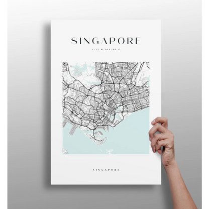 Singapore City Map Insigne Aluminum Prints | Insigneart USA | vintageantiquesgifts.com