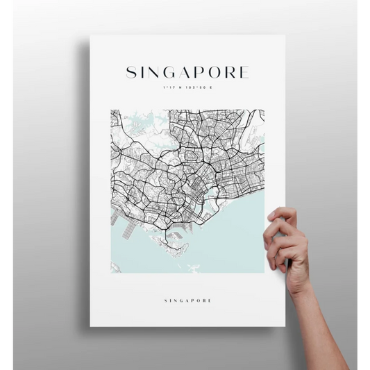 Singapore City Map Insigne Aluminum Prints | Insigneart USA | vintageantiquesgifts.com