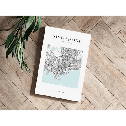 Singapore City Map Insigne Aluminum Prints | Modern Wall Art Decor | vintageantiquesgifts.com