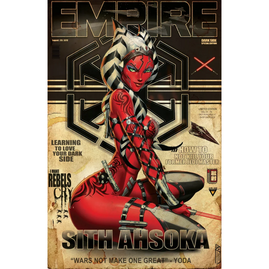 Sith Ahsoka Tano brushed aluminum print with glowing green eyes