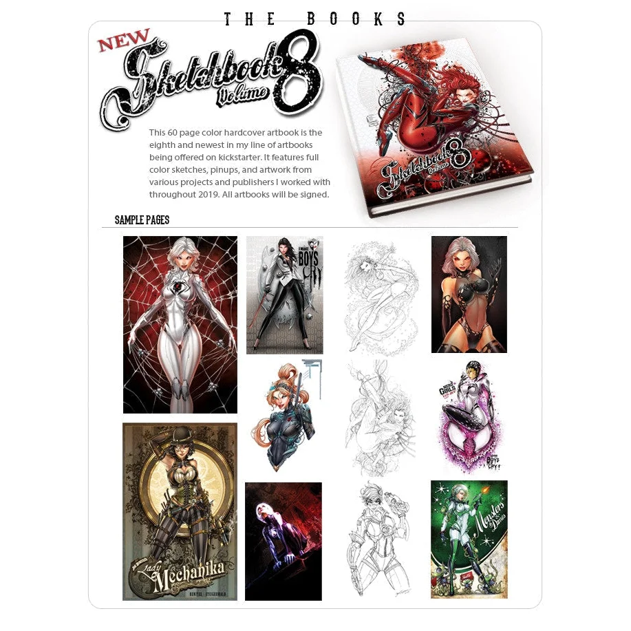 Red and black Sketch Book Volume 8 superhero art collection cover
