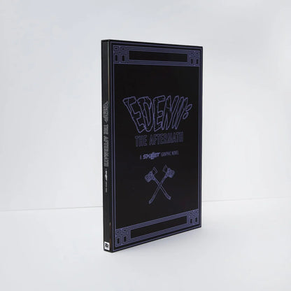 Black hardcover graphic novel skillet eden ii the aftermath deluxe edition with purple foil crossed axes detail five years