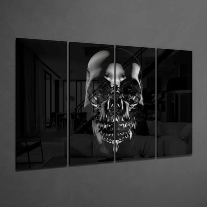 Stunning Reflective Skull Glass Wall Art Canvas Panels | Glass Wall Art Print | vintageantiquesgifts.com