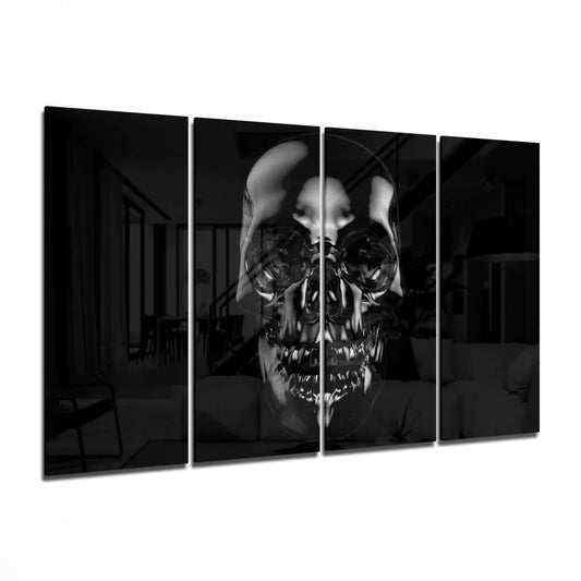 Stunning Reflective Skull Glass Wall Art Canvas Panels | Insigneart USA | vintageantiquesgifts.com