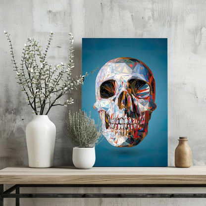 Geometric Skull Insigne Aluminum Prints in Vivid Colors | Glass Wall Art Print | vintageantiquesgifts.com