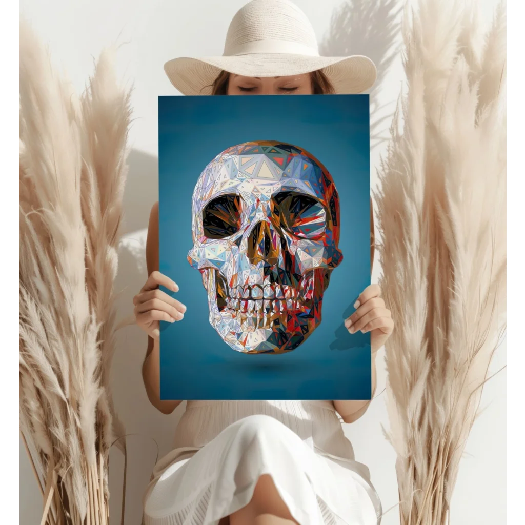 Geometric Skull Insigne Aluminum Prints in Vivid Colors | Contemporary Home Wall Art | vintageantiquesgifts.com