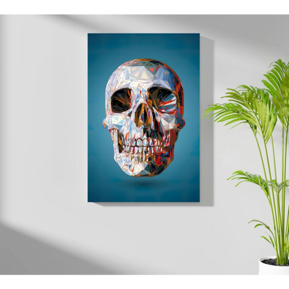Vibrant geometric skull insigne aluminum print in vivid colors