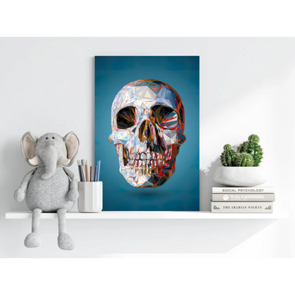 Vibrant geometric skull insigne aluminum print in vivid colors