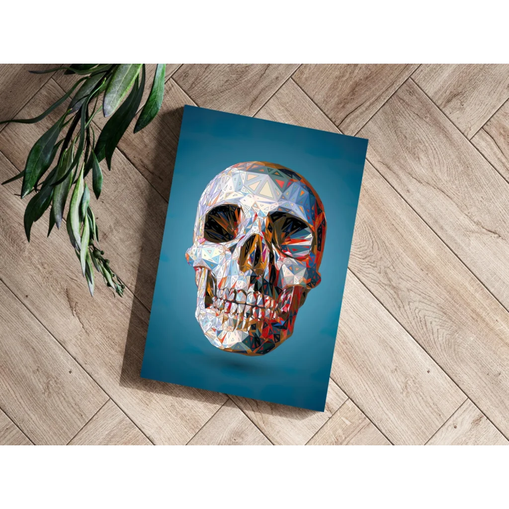 Geometric Skull Insigne Aluminum Prints in Vivid Colors | Modern Wall Art Decor | vintageantiquesgifts.com