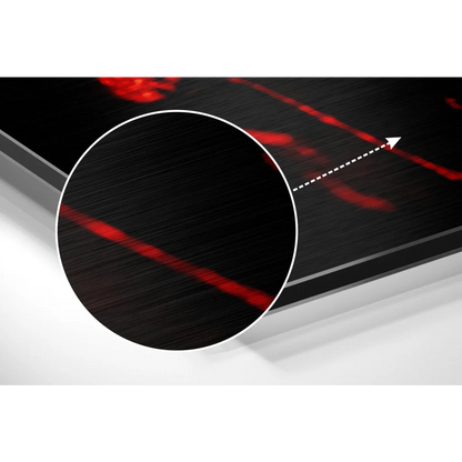 Black brushed aluminium dibond with red laser lines and skull art