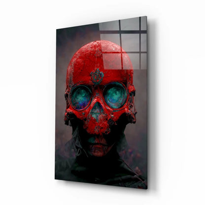 Glowing Skull Glass Wall Art with Fiery Red Texture | Insigneart USA | vintageantiquesgifts.com