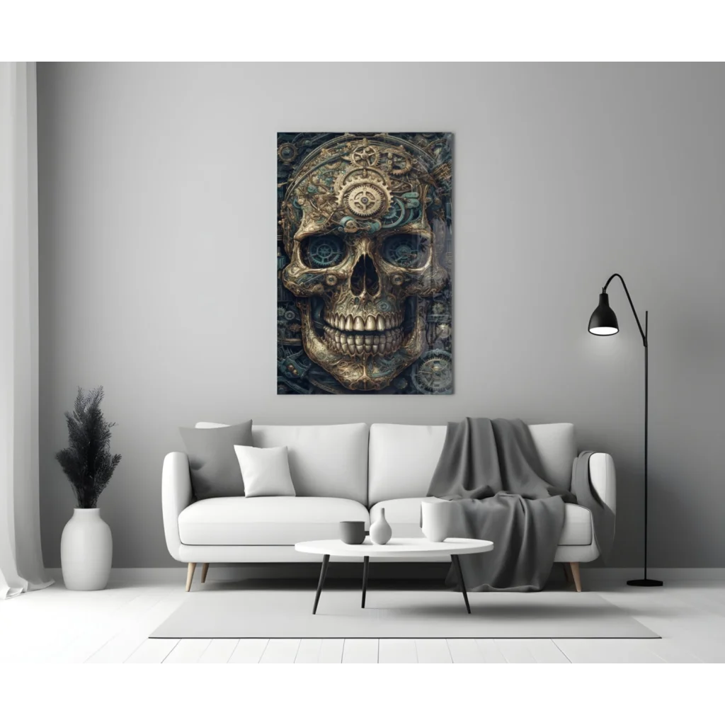 Steampunk Skull Gears Canvas Wall Art Print | Modern Wall Art Decor | vintageantiquesgifts.com