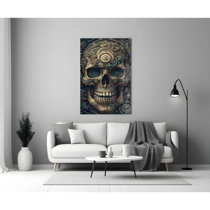 Steampunk Skull Gears Canvas Wall Art Print | Modern Wall Art Decor | vintageantiquesgifts.com