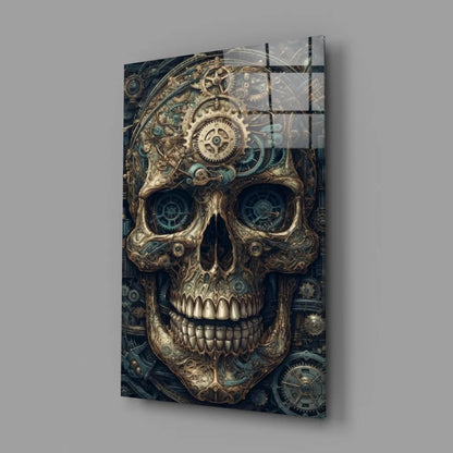 Steampunk Skull Gears Canvas Wall Art Print | Glass Wall Art Print | vintageantiquesgifts.com