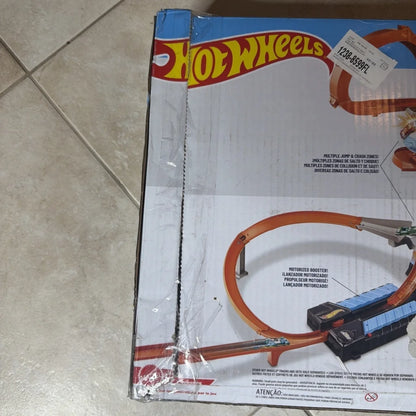 Sky Crash Tower motorized track set with orange blue components