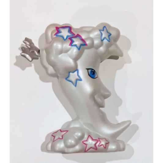 Silver sky dancers launcher moon edition figurine with blue eyes and stars