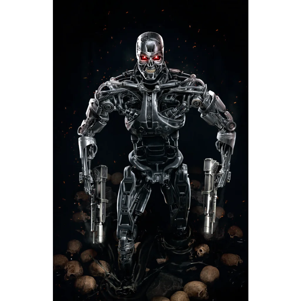 Epic Terminator action figure with red eyes and metallic Skynet body