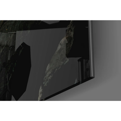 Sleek dark gray screen in stunning black gold marble glass wall art panel