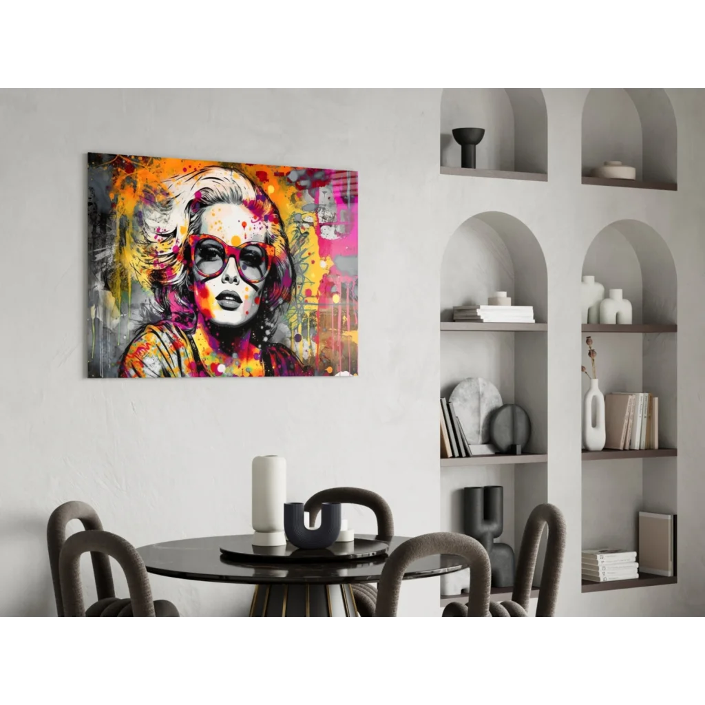 Neon Marilyn Monroe pop art canvas wall art with bold splashes