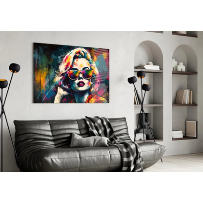 Rainbow Pop Art Marilyn Monroe Glass Wall Art Canvas | Contemporary Home Wall Art | vintageantiquesgifts.com