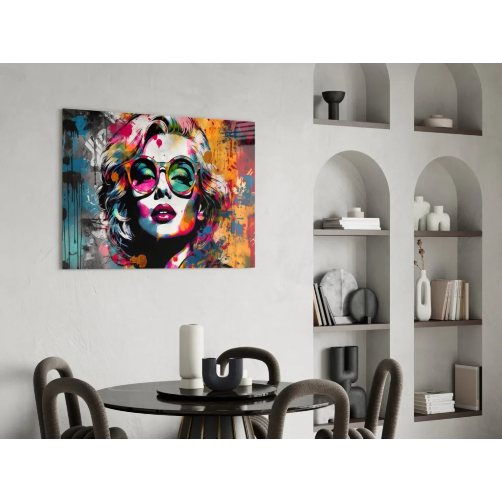 Vibrant Marilyn Monroe pop art wall art canvas with bold color splashes