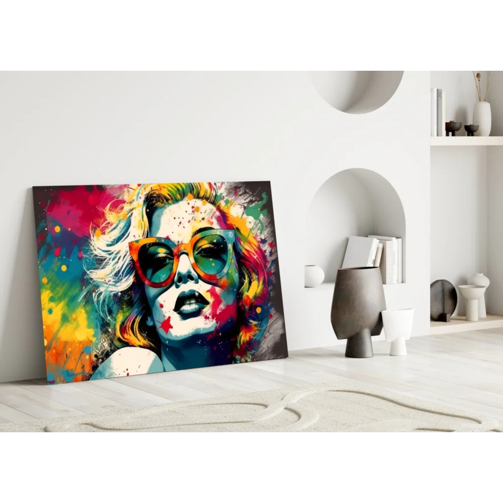 Marilyn Monroe Pop Art Canvas Wall Art with Rainbow Sunglasses | Modern Wall Art Decor | vintageantiquesgifts.com