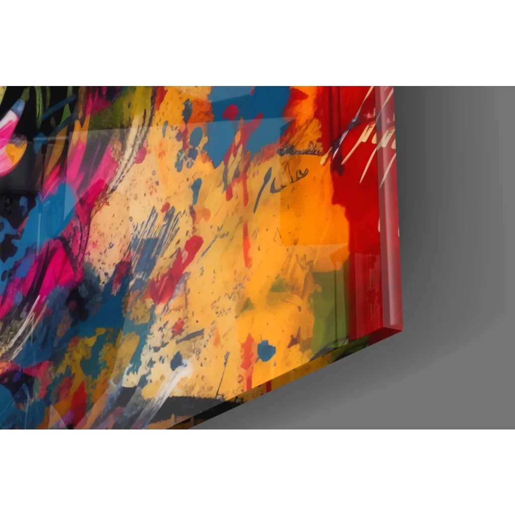 Vibrant Marilyn Monroe pop art glass wall art with bold color splashes
