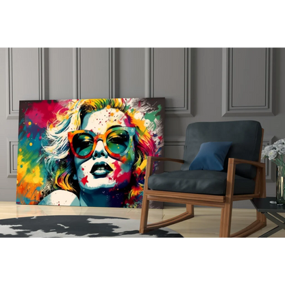 Vibrant Marilyn Monroe pop art wall art canvas with rainbow sunglasses