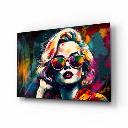 Rainbow Pop Art Marilyn Monroe Glass Wall Art Canvas | Insigneart USA | vintageantiquesgifts.com