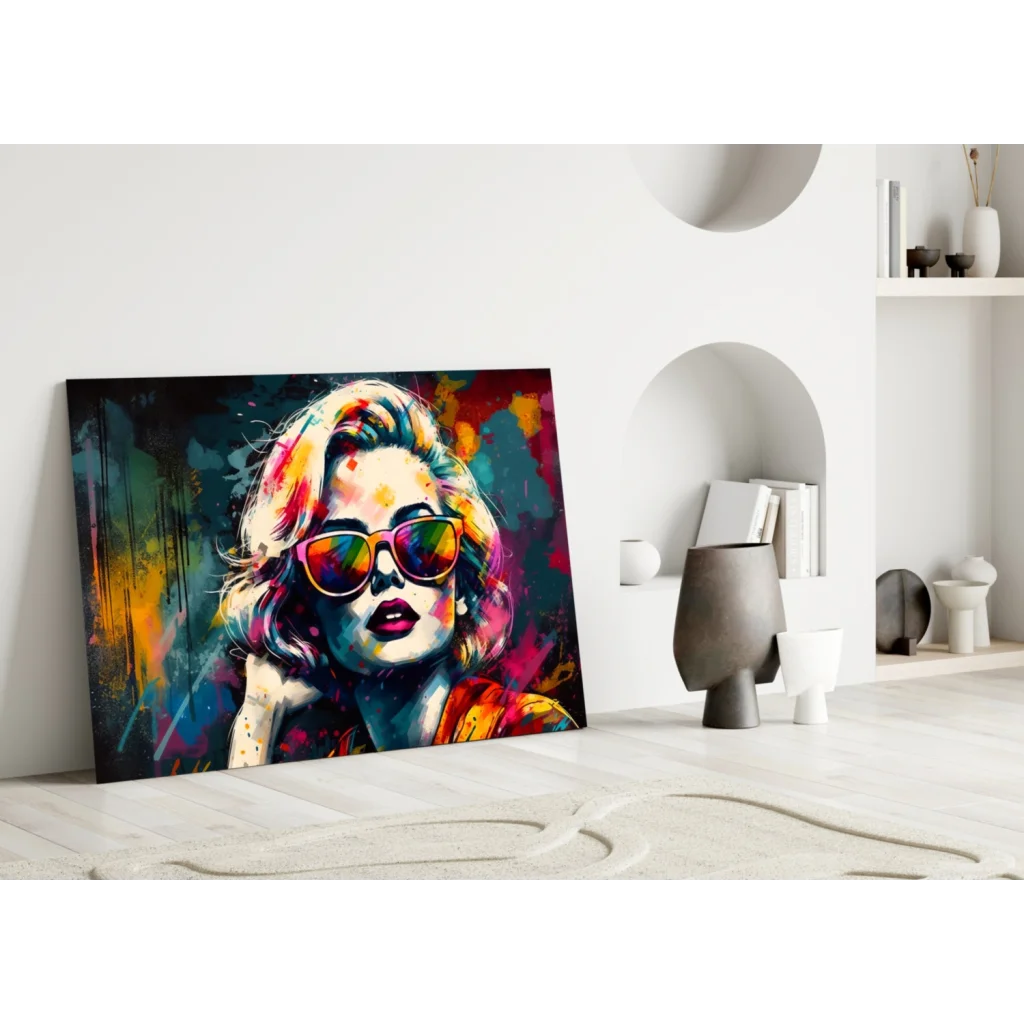 Rainbow Pop Art Marilyn Monroe Glass Wall Art Canvas | Modern Wall Art Decor | vintageantiquesgifts.com
