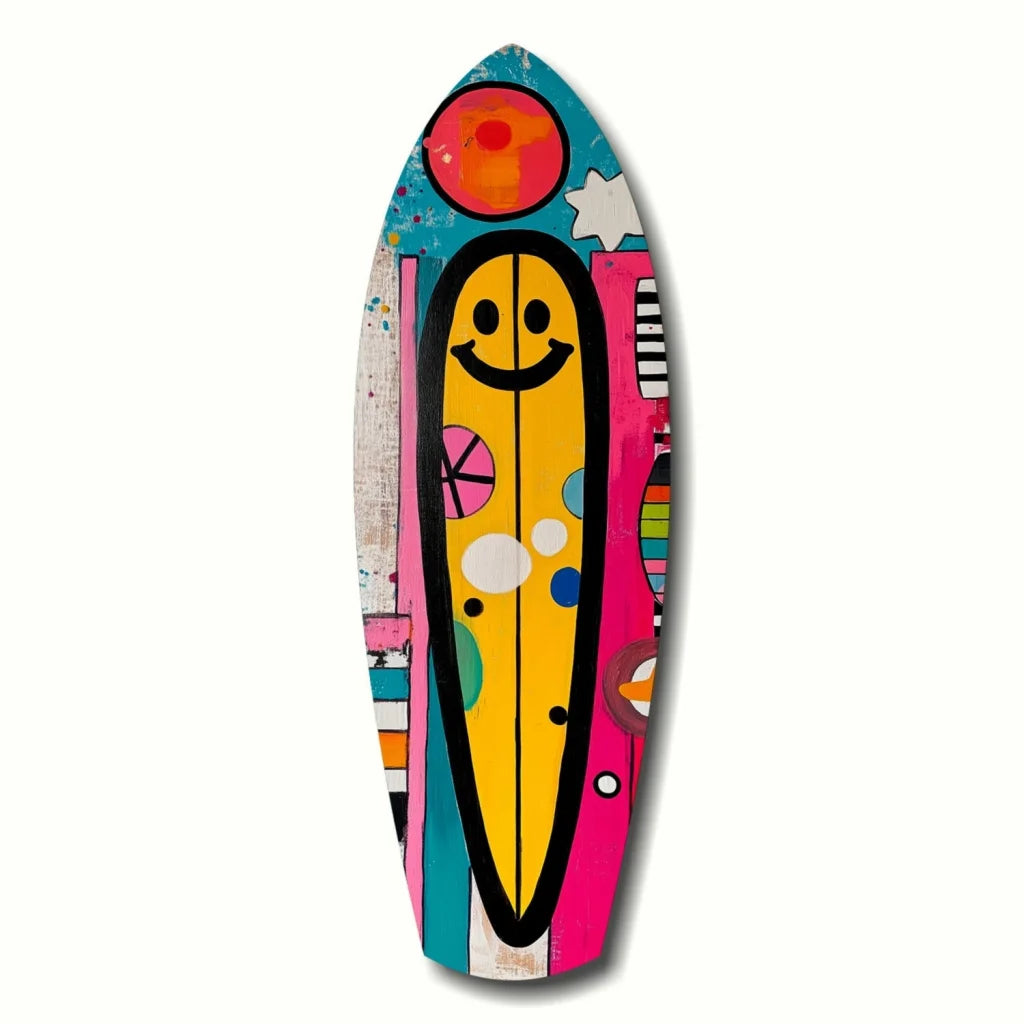 Smiley Surfing Tempered Glass Art That Pops With Color | Insigneart USA | vintageantiquesgifts.com