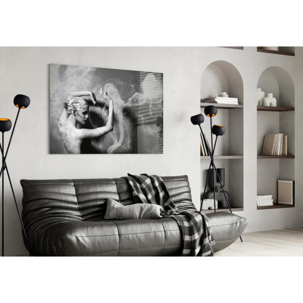 Dancer in Smoke Canvas Wall Art Black and White Motion Print | Contemporary Home Wall Art | vintageantiquesgifts.com