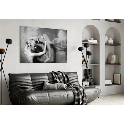 Dancer in Smoke Canvas Wall Art Black and White Motion Print | Contemporary Home Wall Art | vintageantiquesgifts.com
