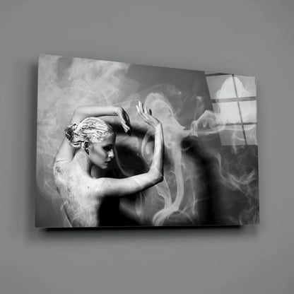 Dancer in Smoke Canvas Wall Art Black and White Motion Print | Glass Wall Art Print | vintageantiquesgifts.com