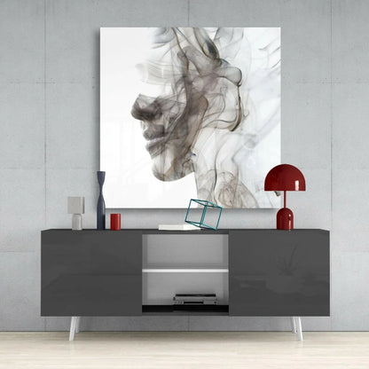Smoky abstract profile canvas wall art print in gray tones