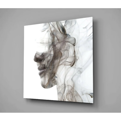 Smoky abstract profile canvas wall art print in gray tones