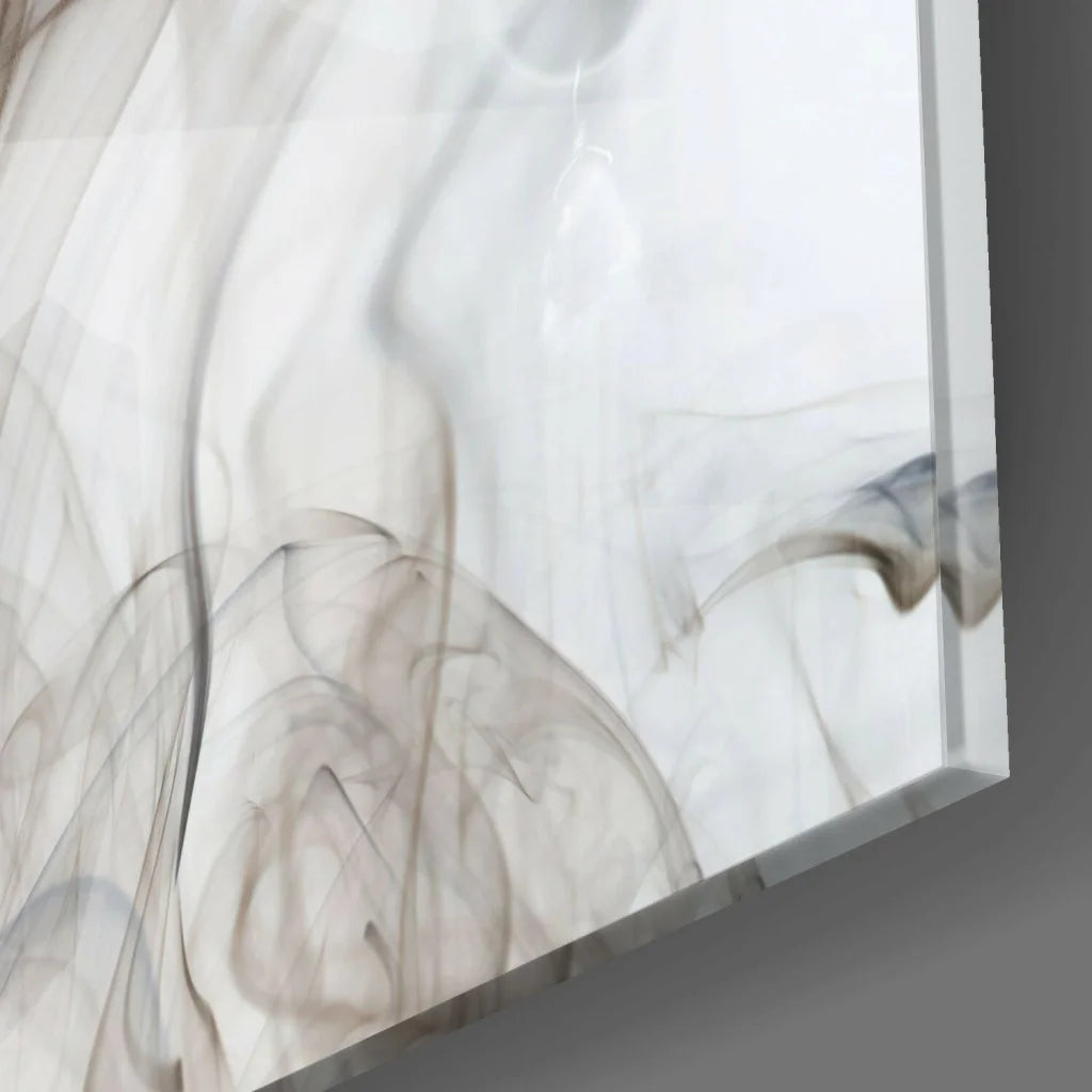 Smoky abstract profile canvas wall art with soft white, gray, beige swirls